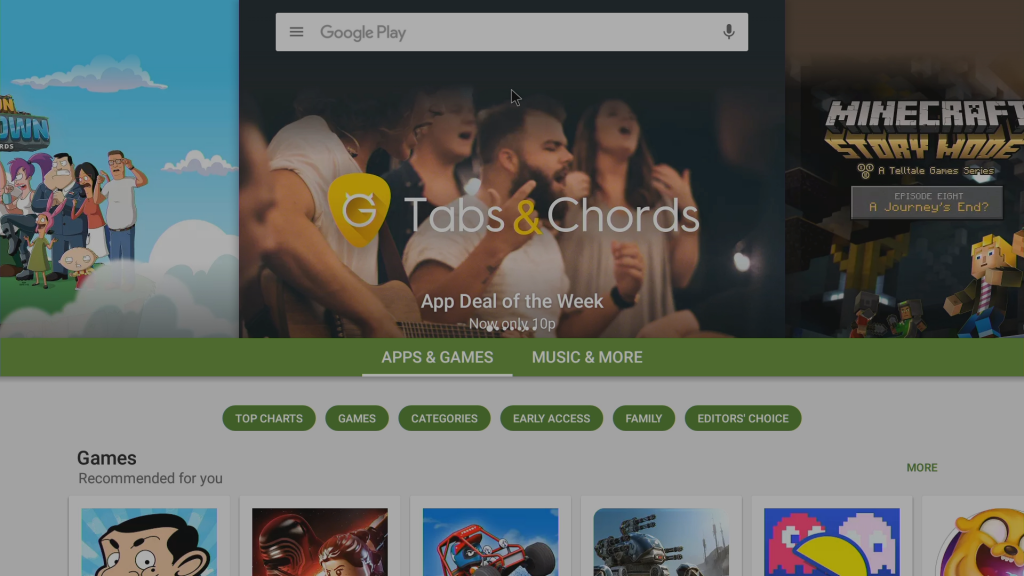 Google's Play Store Home Screen