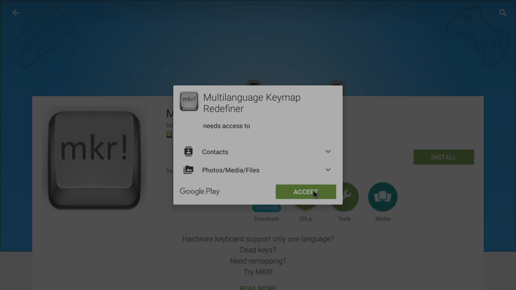 Click Accept Multilanguage Keymap Redefiner