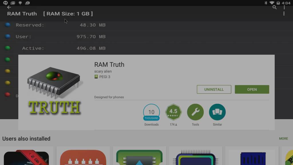 RAM Truth In Play Store Once Installed