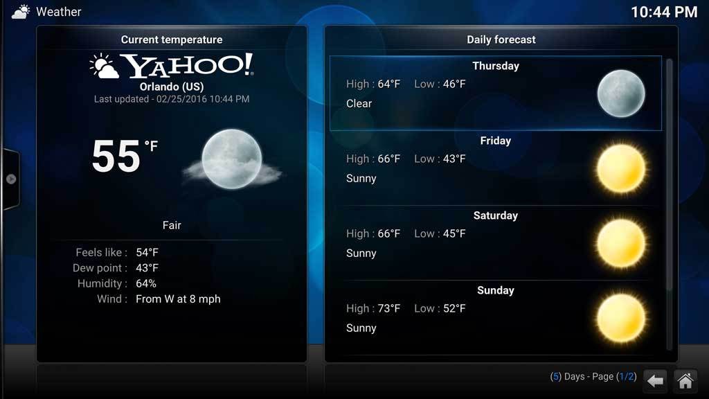 Kodi Weather Yahoo 6