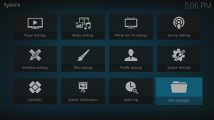 Kodi 17 LibreELEC System File Manager Icon Highlighted